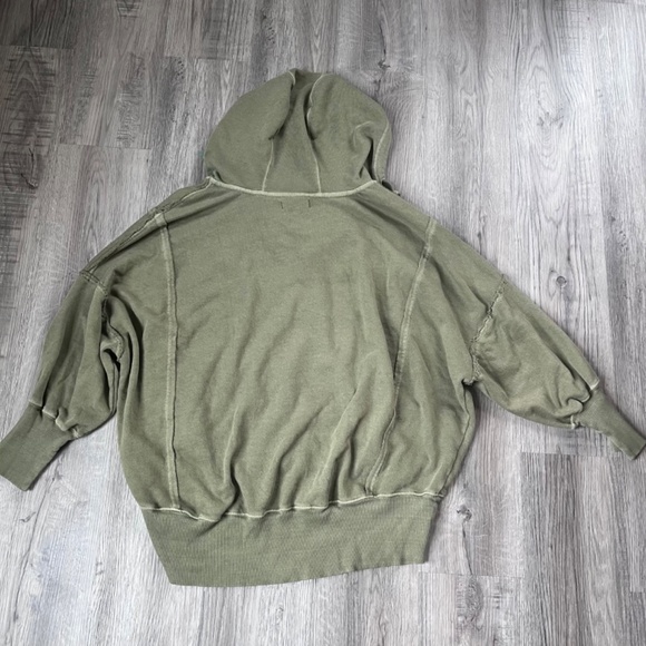 We The Free Camden Oversized Zip-Up Hoodie XS Olive Green EUC - Picture 9 of 12